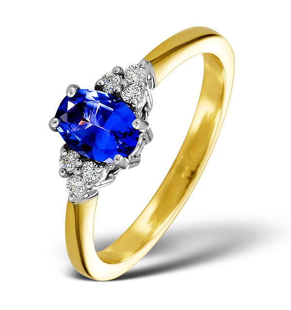 Tanzanite 7 x 5mm And Diamond 18K Gold Ring N3493